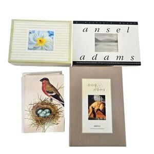 Vintage Art Greeting Cards + Ansel Adams Postcard Book lot of 4 partial sets